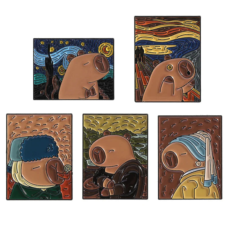 Capybara Enamel Pins Cartoon Brooch Lapel Badges Jewelry Gift