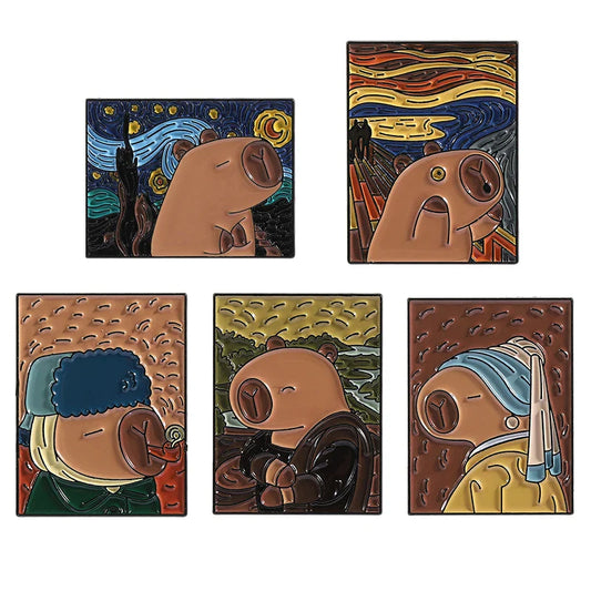 Capybara Enamel Pins Cartoon Brooch Lapel Badges Jewelry Gift