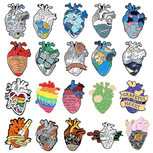Heart Skull Rainbow Ocean Love Brooch Lapel Pins Backpack Badge Accessories