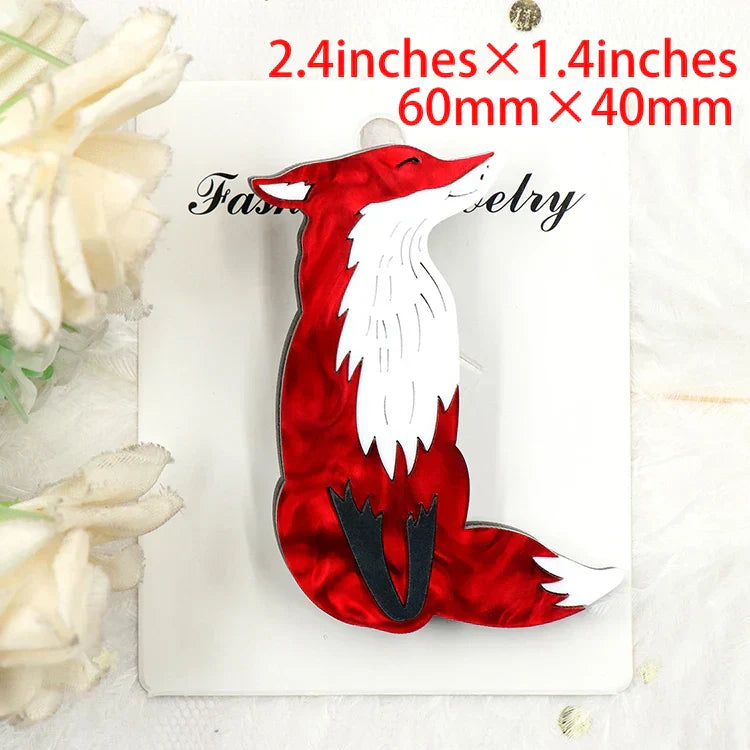 Handmade Colorful Red Fox Brooch Jewelry BH1077