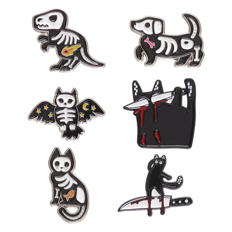 Punk Black Cat Enamel Pin Brooch Badge Halloween Jewelry Accessories Wholesale