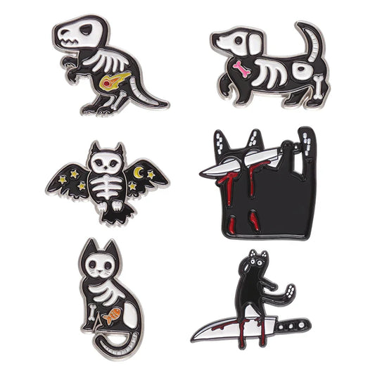 Punk Black Cat Enamel Pin Brooch Badge Halloween Jewelry Accessories Wholesale