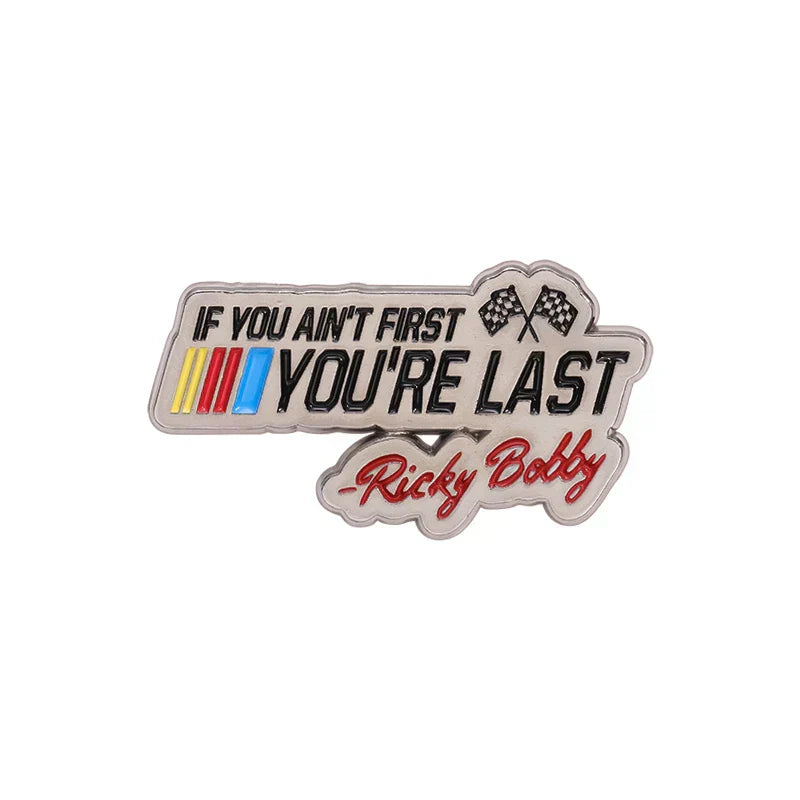 Racing Flag Enamel Pin "If You Ain't First, You're Last" Brooch Lapel Badge Racer Jewelry Wholesale