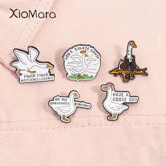 Goose Enamel Pin Cartoon Brooch Lapel Badge Jewelry Gift