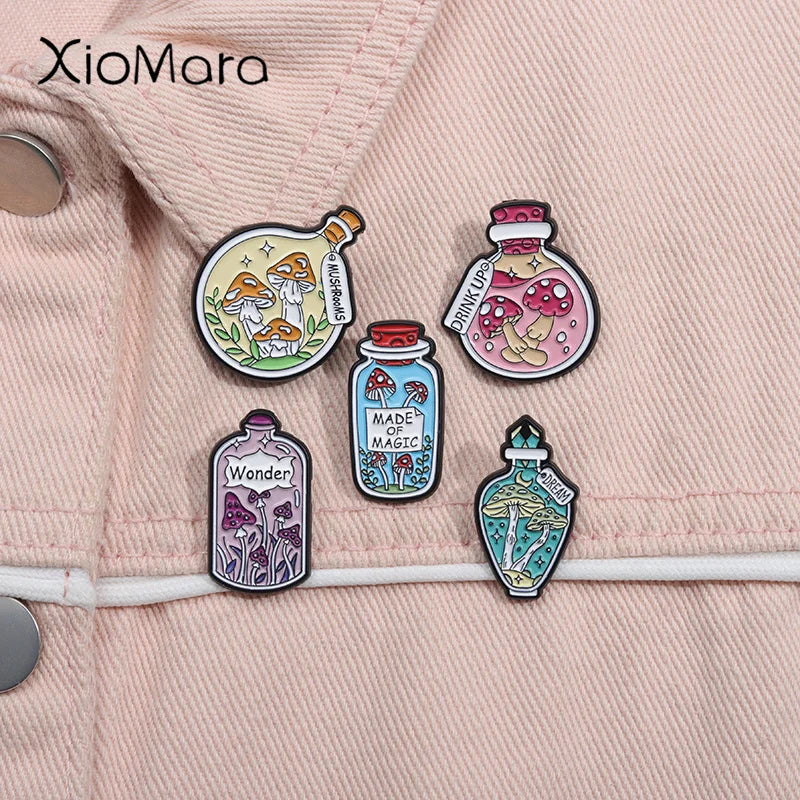 Cartoon Mushroom Enamel Pin Brooch Lapel Backpack Badge Jewelry Gift