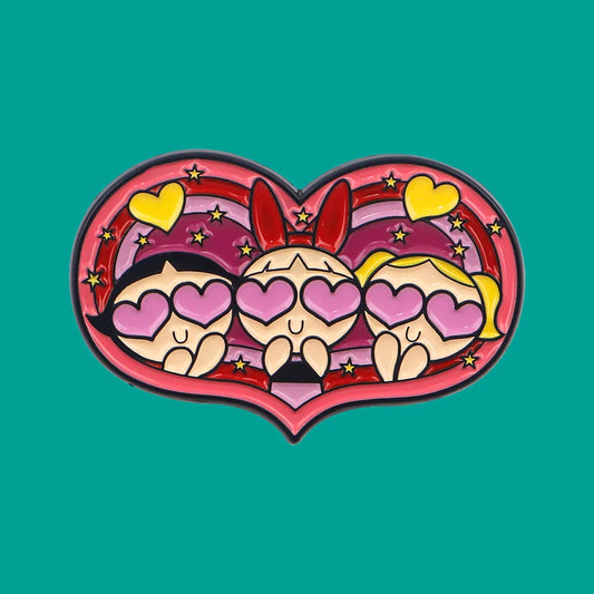 Super Power Girls Cartoon Enamel Pins Brooches for Clothing Backpack Lapel Badges Jewelry Gifts