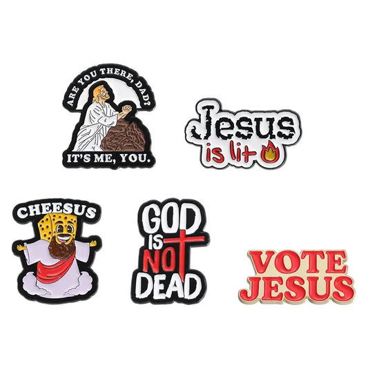 Creative Jesus Cheesus Enamel Pin Brooch Lapel Badge Jewelry Gift