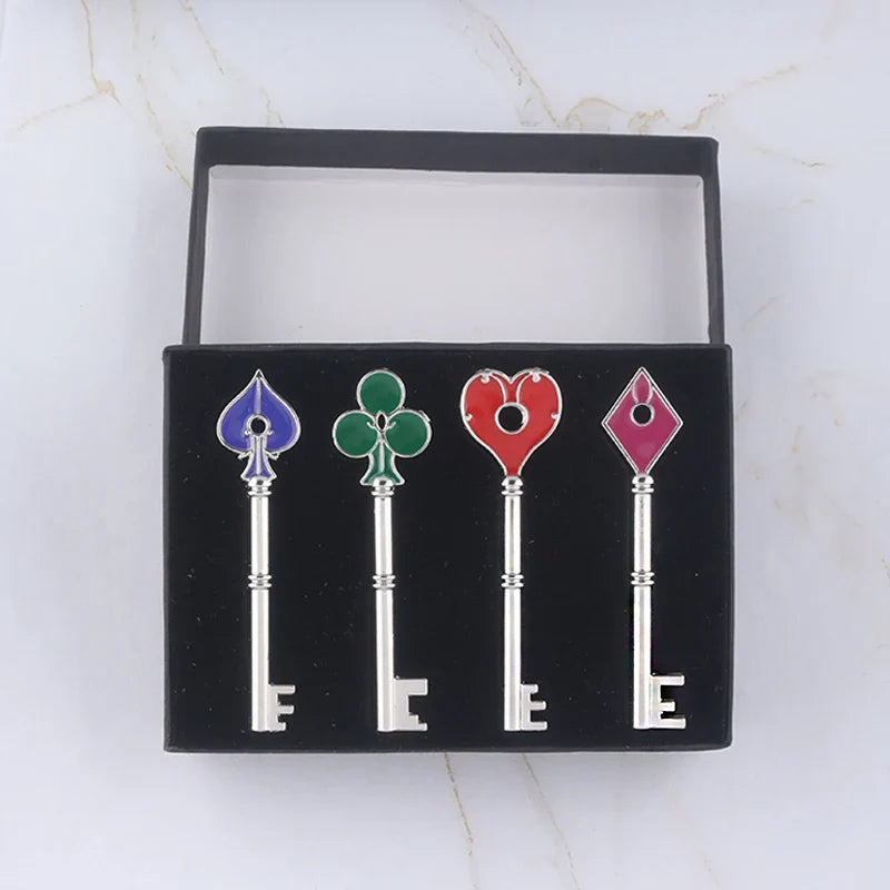 Resident Evil RPD Key Set Keychains Raccoon City Police Station Spade Club Heart Pendant Gift
