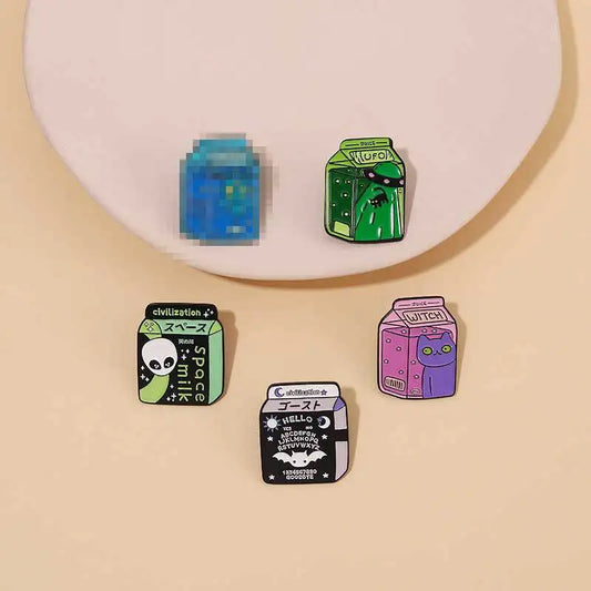 Cute Coffee Milk Enamel Pin Brooch for Jeans Coat Lapel Jewelry Gift