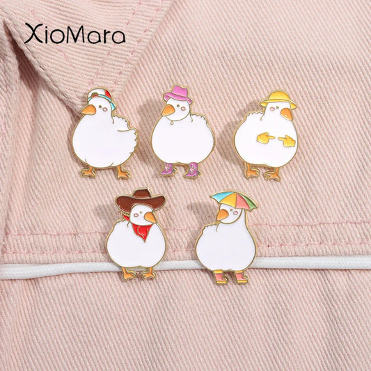 Cartoon Duck Enamel Pin Funny Cowboy Goose Brooch Lapel Backpack Badge Jewelry Gift