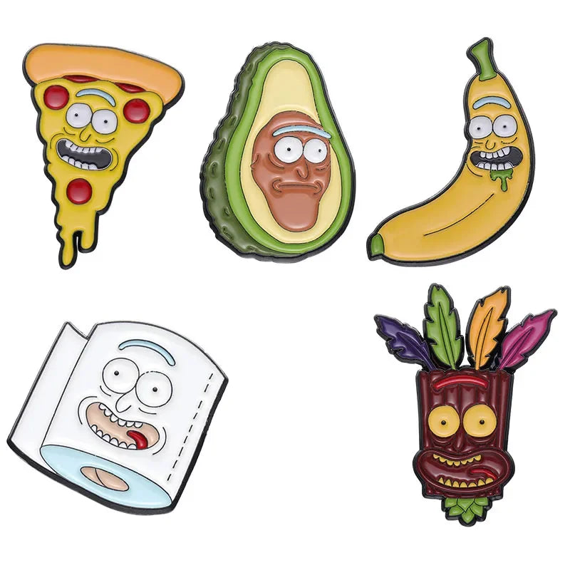 Cartoon Anime Enamel Pin Animal Pizza Fruit Metal Badge Lapel Jewelry Backpack Wholesale