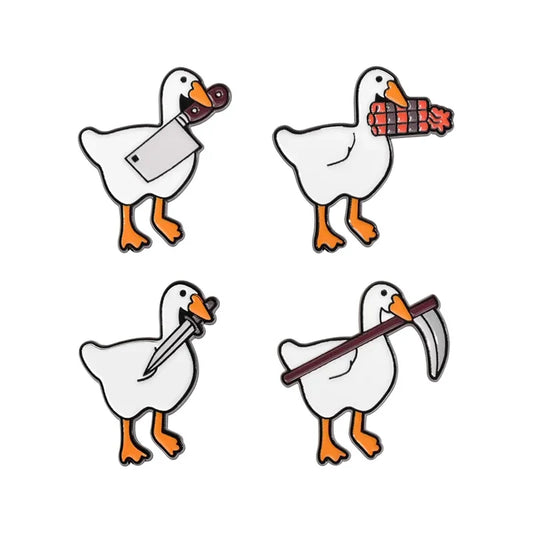 Goose Knife Enamel Pin Cute Animal Brooch Lapel Badge Jewelry Gift