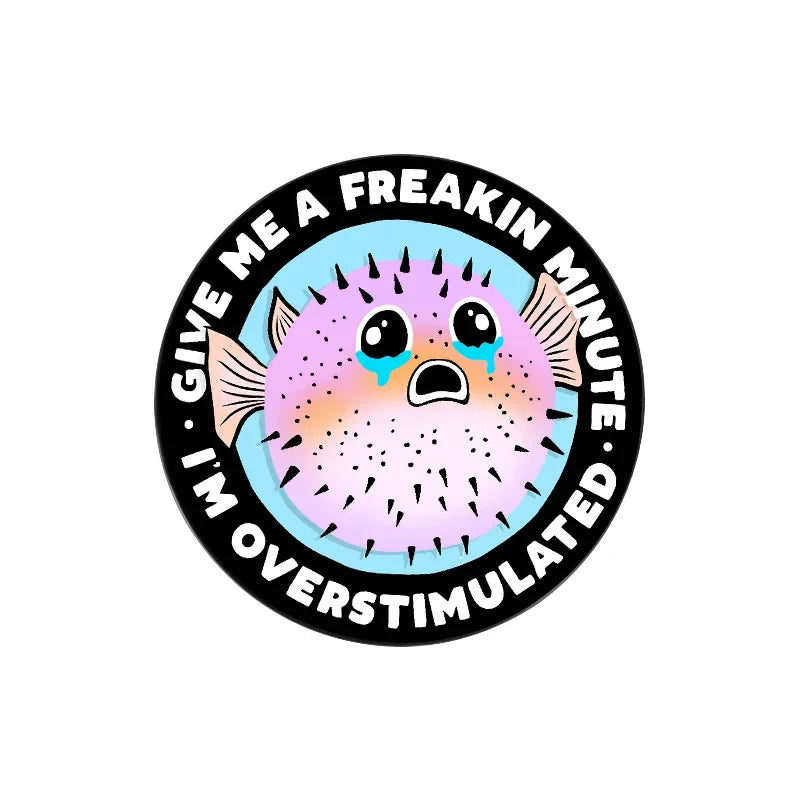 Overstimulated Pufferfish Enamel Pin Brooch Lapel Badge Gift