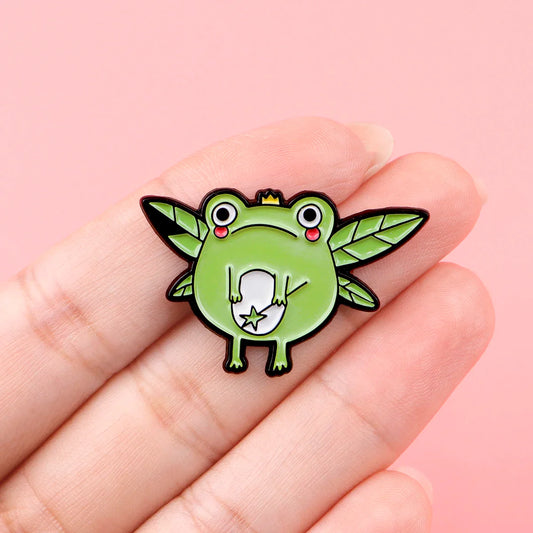 Kawaii Frog Fairy Enamel Pins Brooch Lapel Badges Jewelry Accessories Kids Gifts