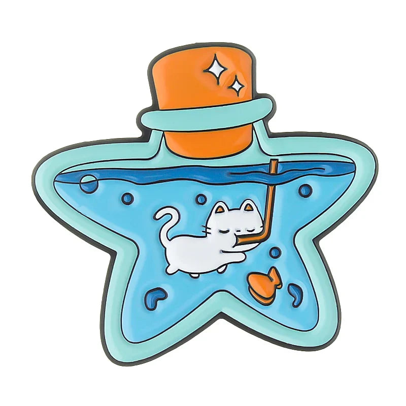 Cat Enamel Pin Kitten Brooch Lapel Badge Metal Jewelry Accessories