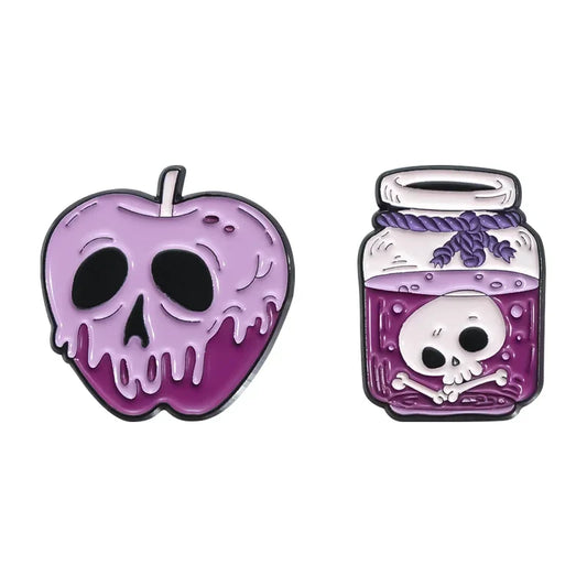 Purple Skull Apple Enamel Pin Halloween Brooch Lapel Badge Jewelry Gift