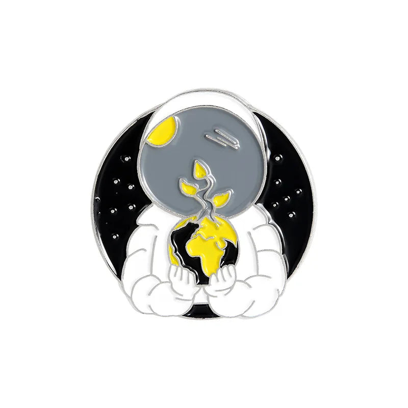 Astronaut Alien UFO Enamel Pins Cartoon Brooches Denim Lapel Badge