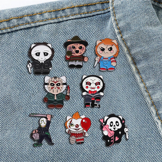 Horror Clown Cat Knife Enamel Pin Punk Lapel Brooch Gift