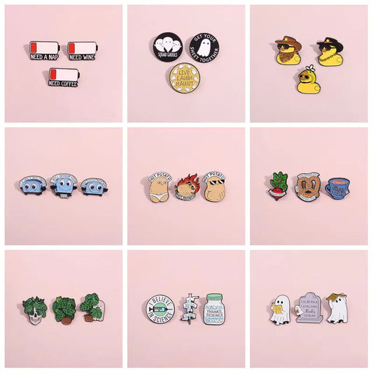 Suspense Fantasy Adventure Movie Enamel Pins Set Comic Brooches Lapel Badge Collection Gift