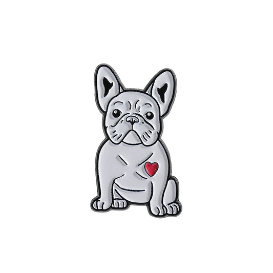 Cute Bulldog Enamel Pins Heart Brooch Lapel Badge Backpack Accessories Gifts