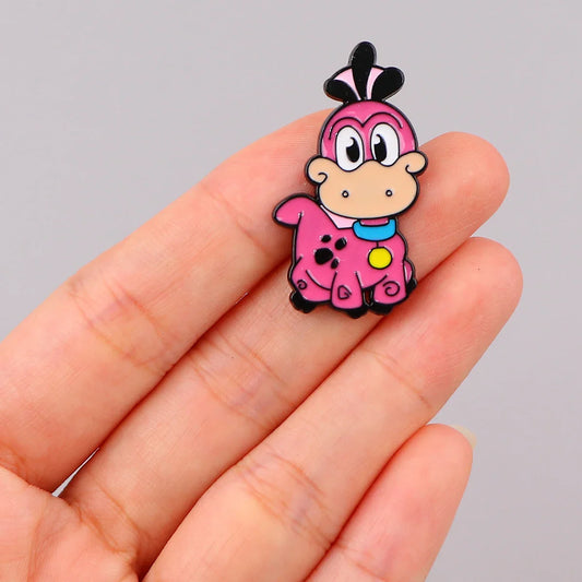 Cute Dinosaur Enamel Pin Pink Lapel Brooch Fashion Jewelry Gift