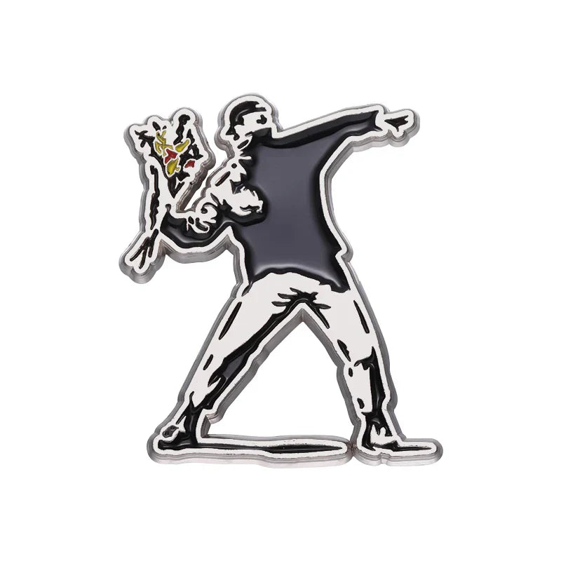 Banksy Enamel Pin Flower Thrower Girl Balloon Hope Brooch Lapel Badge Gift