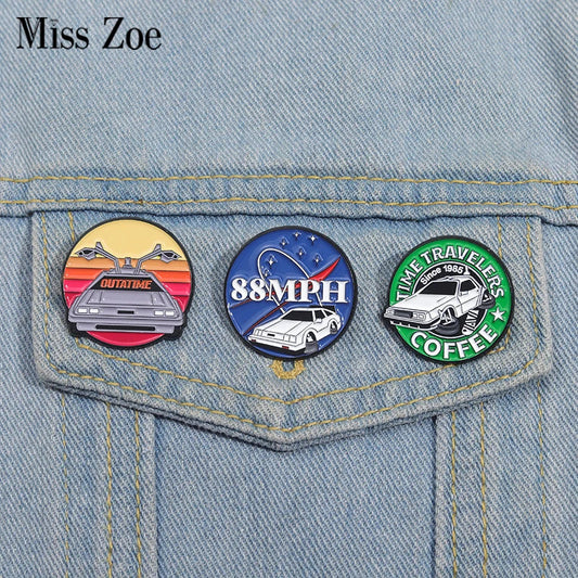 Sci-Fi Movie Enamel Pins Cool Car Brooches Lapel Badges Cartoon Jewelry Gift