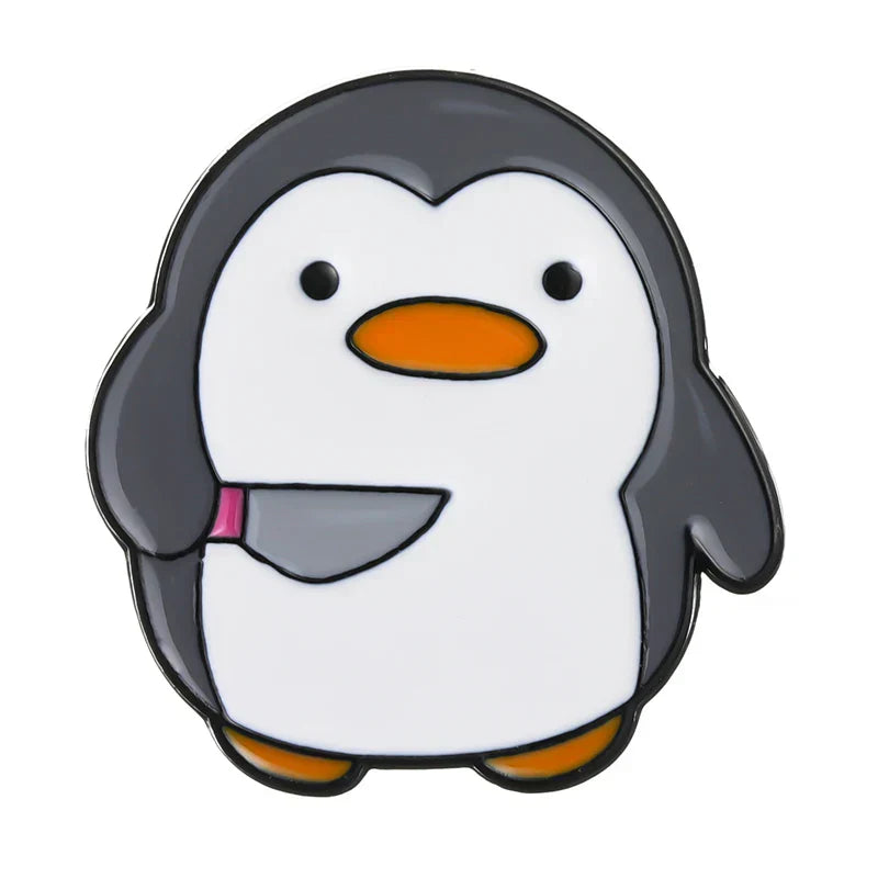 Cartoon Penguin Knife Enamel Pin Brooch Lapel Jewelry Gift Wholesale