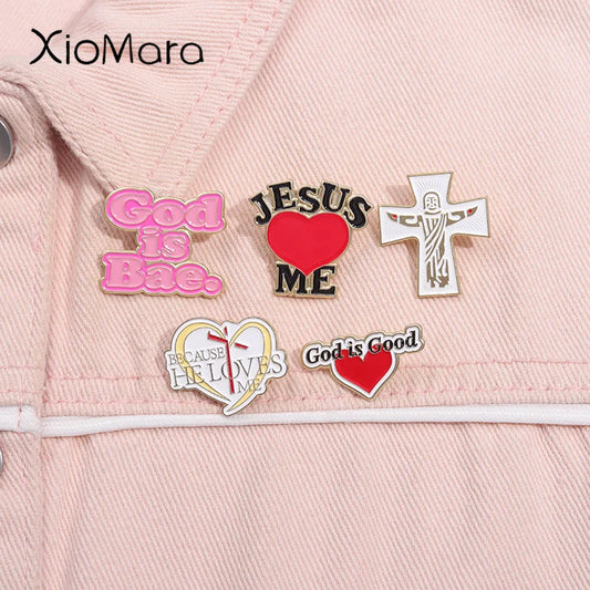 Jesus Love Me Enamel Pins Christian Brooches Lapel Badges Jewelry Gift