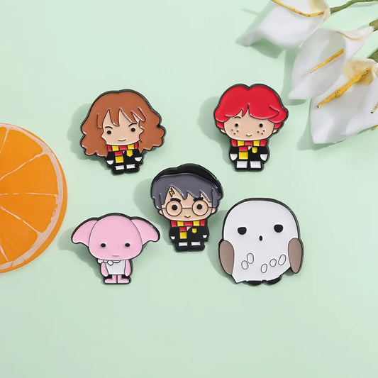 Harry Potter Brooch Anime Figure Voldemort Dobby Magic World Pins Accessories Gifts