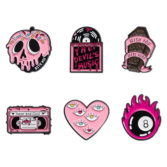Pink Horror Coffin Enamel Pins Halloween Brooch Lapel Badge Punk Jewelry Wholesale