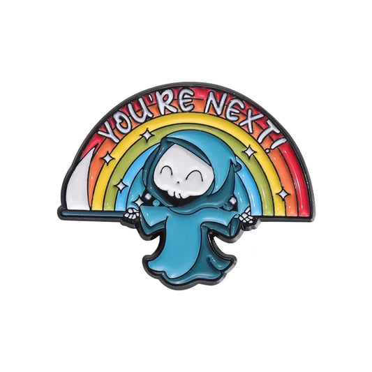 Halloween Grim Reaper Enamel Pin Cartoon Punk Lapel Backpack Badge Jewelry Gift
