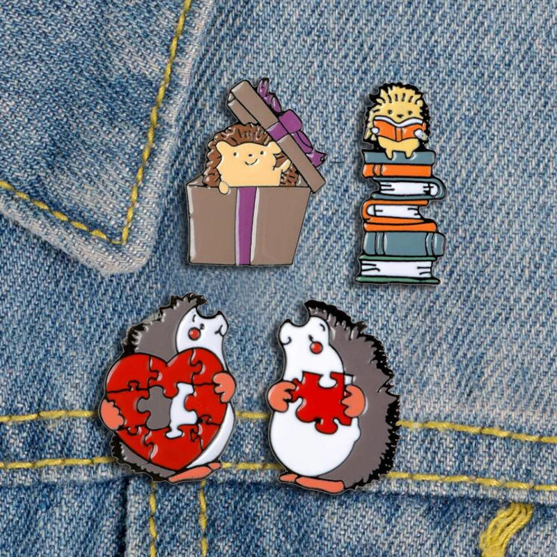 Cute Hedgehog Heart Brooch Pin Trendy Backpack Jewelry Gift