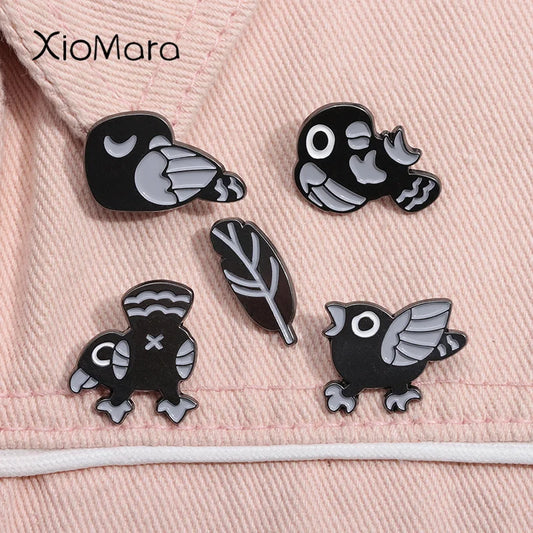 Gothic Crow Enamel Pin Black Bird Brooch Lapel Backpack Badge Jewelry Gift