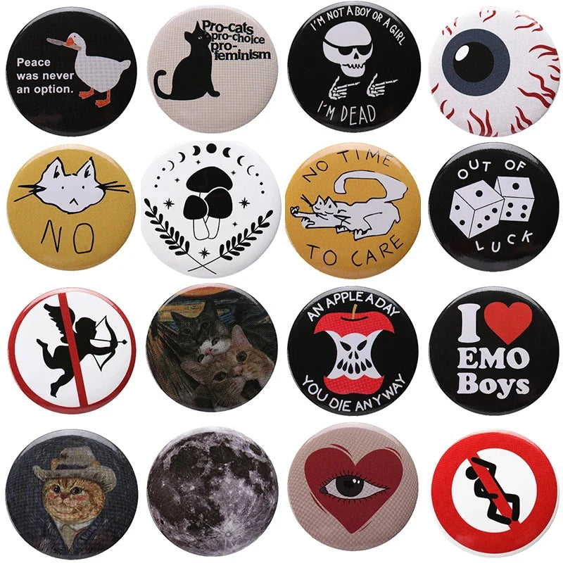 Tinplate Animal Goose Cat Brooch Metal Badge Custom Jewelry Hat Bag Lapel