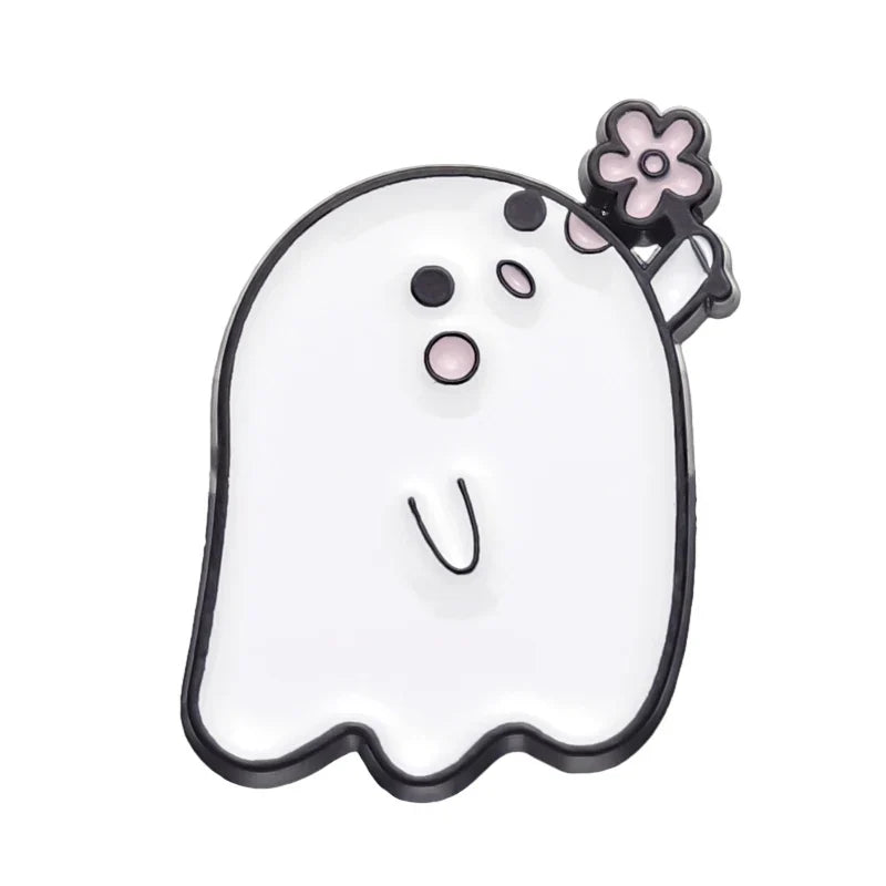 Halloween Ghost Enamel Pin Kawaii Flower Crown Brooch Lapel Badge Gift