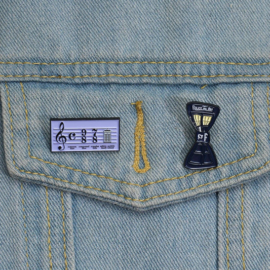Music Note Bow Tie Enamel Pins Lapel Badges Jewelry Gift