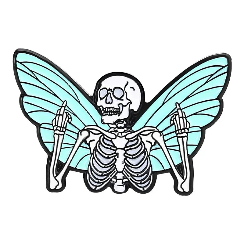 Custom Pink Punk Skeleton Butterfly Pizza Hourglass Strawberry Gothic Enamel Pins Brooch Lapel Badges