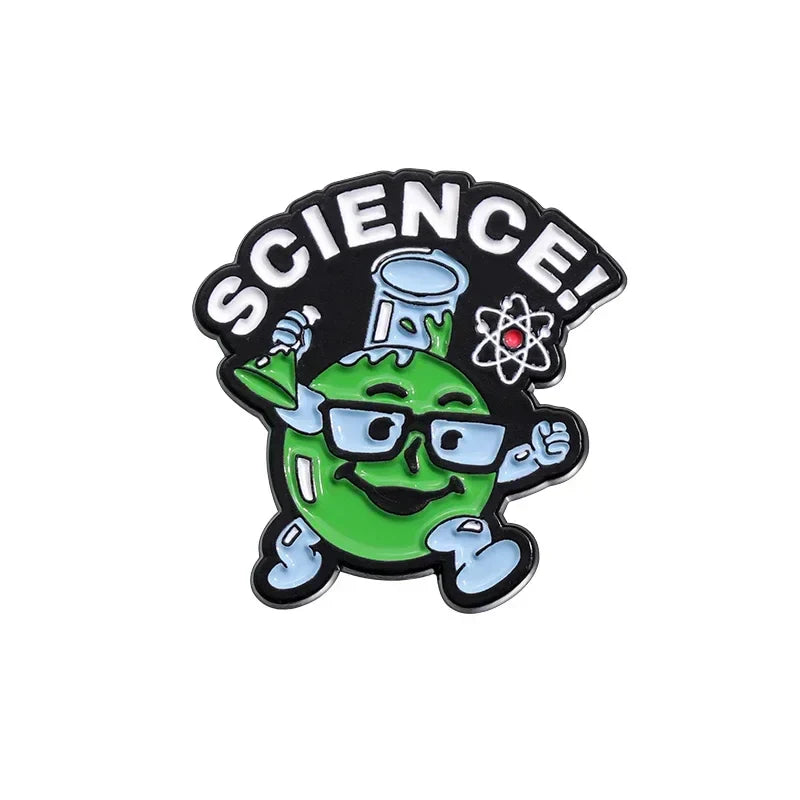 Science Element Enamel Pins Microscope Beaker Brooch Lapel Badge Jewelry Gift