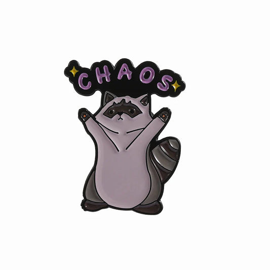 Raccoon Enamel Pins Cartoon Brooches Backpack Lapel Badges Accessories Gift