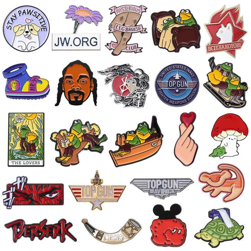 Frog and Toad Enamel Pins Cartoon Brooches Lapel Badge Jewelry Gift