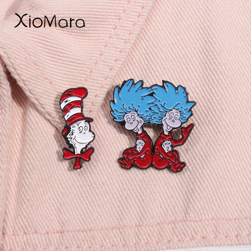 Dr. Seuss Cartoon Enamel Pin Teacher Brooch Kids Gift