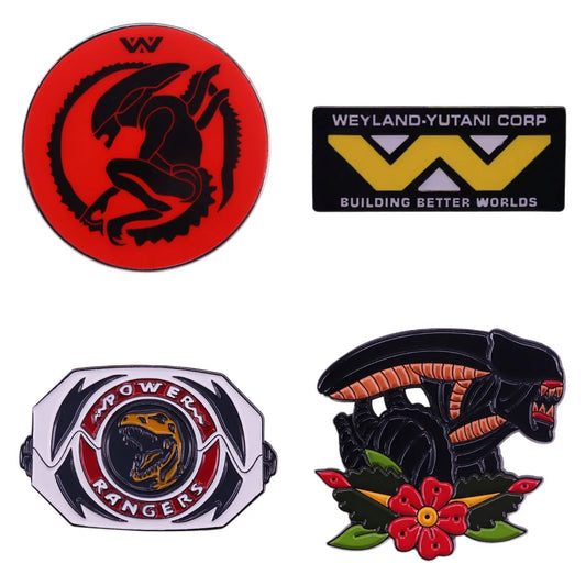 Hard Enamel Alien Spaceship Lapel Pin Sci-fi Horror Gift