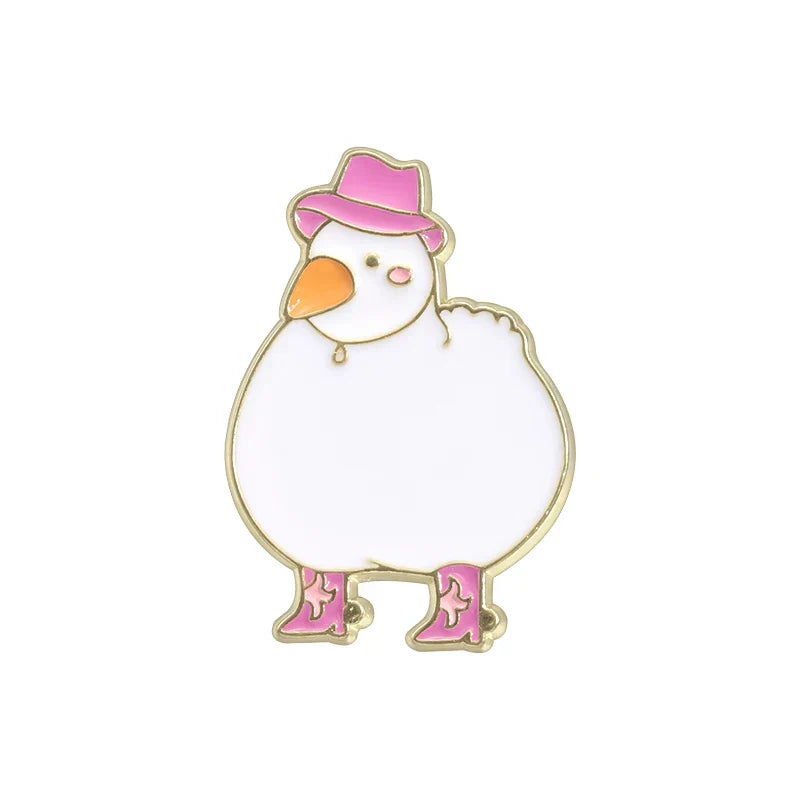 Cartoon Duck Enamel Pin Funny Cowboy Goose Brooch Lapel Backpack Badge Jewelry Gift