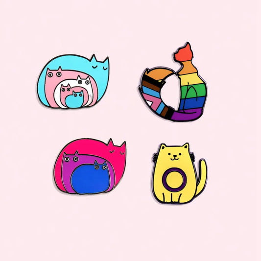 Cute Cat Enamel Pin Lesbian Brooch Gay Badge Couple Accessories