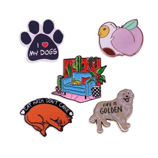 Cute Animal Enamel Pin Kawaii Dog Paw Cat Brooch Pet Lover Badge