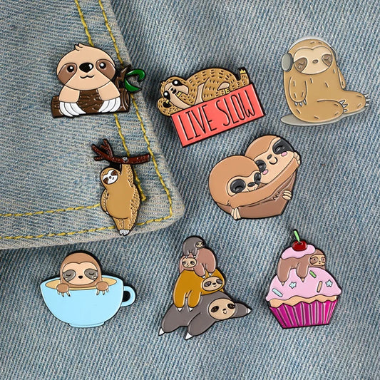 Sloth Ice Cream Coffee Enamel Pin Badge Jewelry Gifts