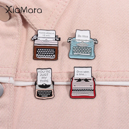 Retro Fax Machine Enamel Pin Typewriter Lapel Badge Jewelry Gift
