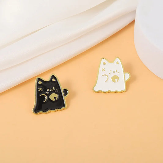 Double Color Ghost Enamel Pin Cartoon Brooch Badge for Bags Jeans Hoodies Lapel Pin Jewelry Kids Gift