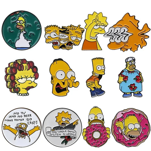Simpsons Brooch Homer Marge Bart Metal Lapel Pin Backpack Gift